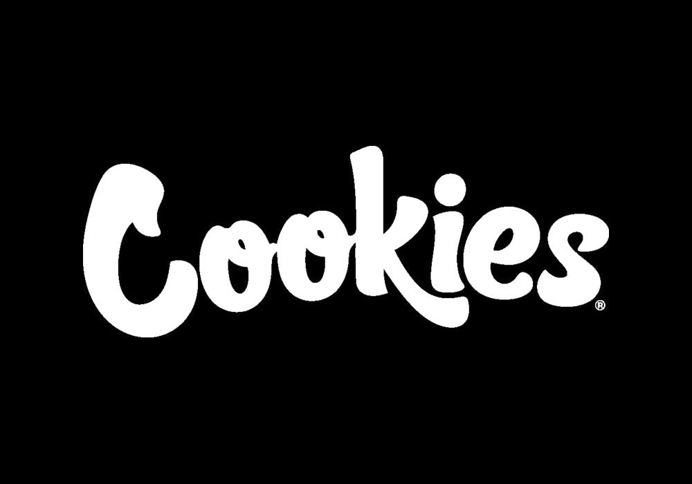 Das Markenlogo von Cookies in weißer Schrift auf schwarzem Hintergrund.
