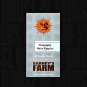 Graue Verpackung für Pineapple Haze Regular von Barneys Farm für 10 reguläre Seeds mit Sonne und Text Souvenirs from Holland