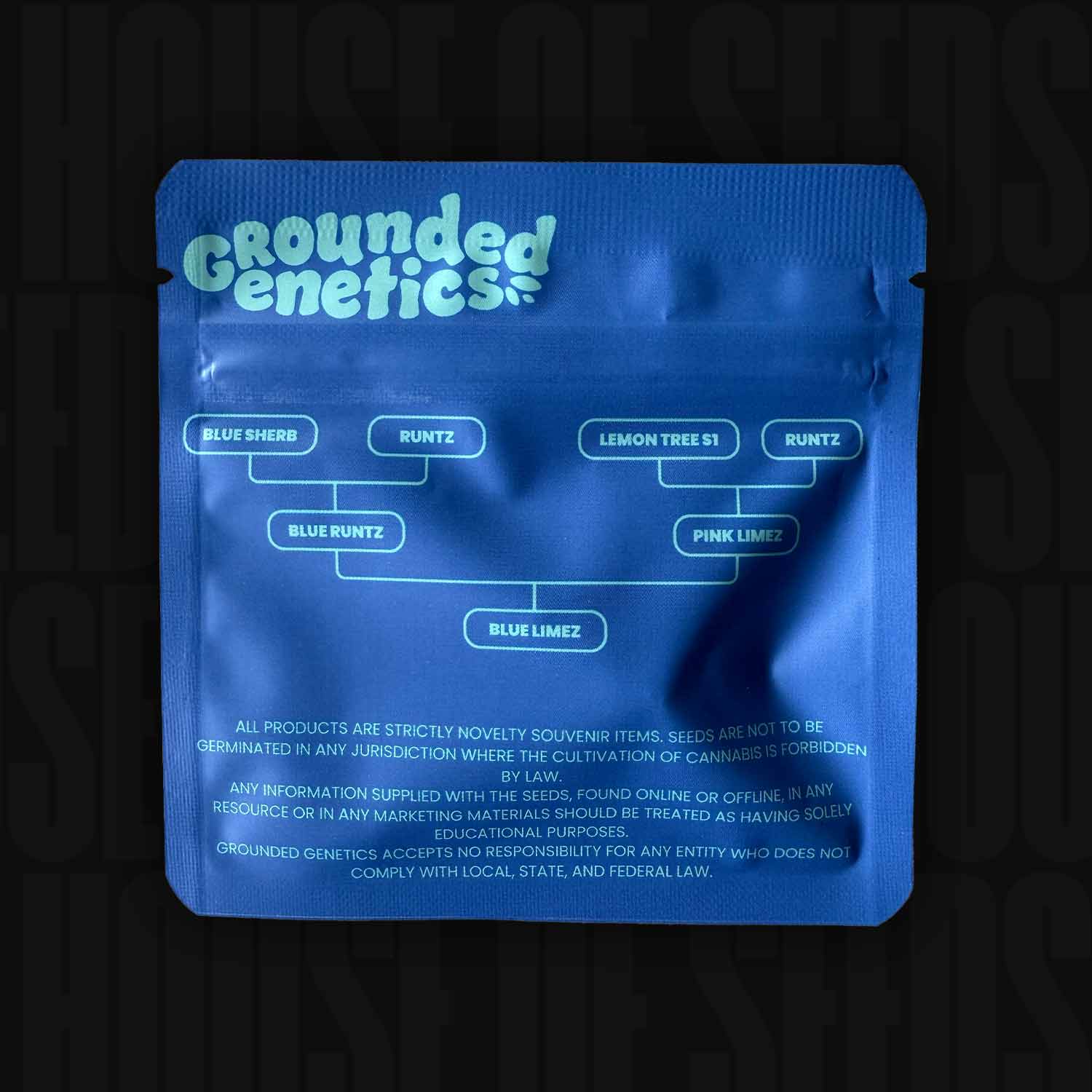 Blue Limez von Grounded Genetics mit Stammbaumdiagramm: Blue Sherb, Runtz, Lemon Tree S1, Blue Limez.